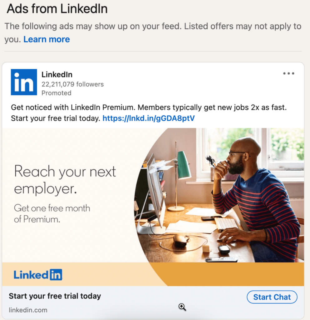 Advertisements On LinkedIn